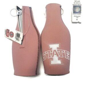 NCAA Iowa State Cyclones Beer Bottle Coolers Lot of 2 Zipper Neoprene 2 Sided